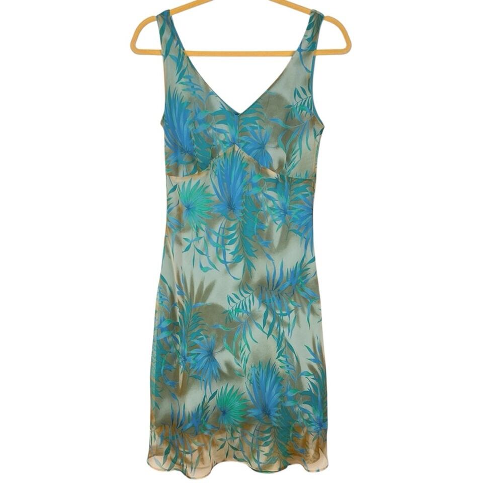 Vintage Alyn Paige Tropical Floral Print V-Neck Dress 5/6 Made in USA - Picture 2 of 6